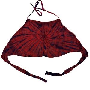 Red and Blue Tie-Dye Halter Top